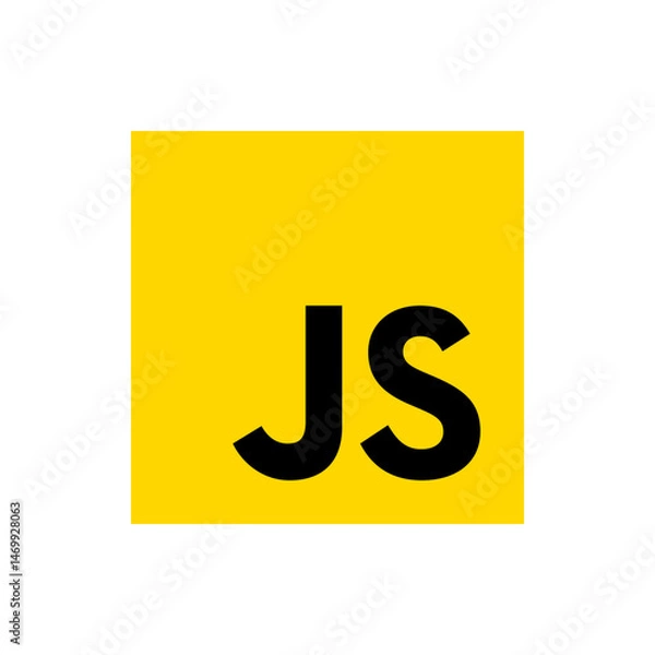 Obraz Illustration of the javascript logo with black js text on a yellow square background in a simple style