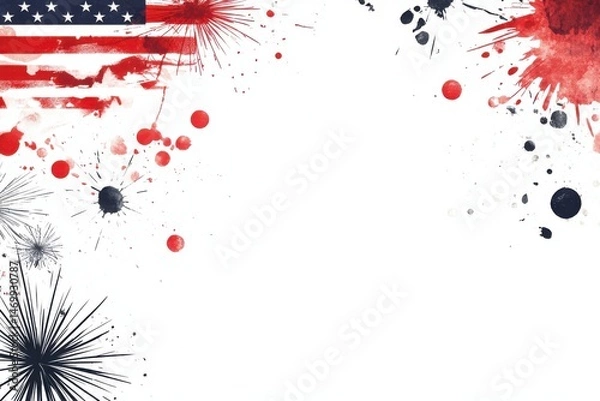 Fototapeta American flag with ink splashes on background