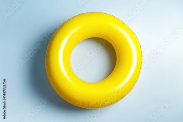 Fototapeta Yellow inflatable ring on light surface on background