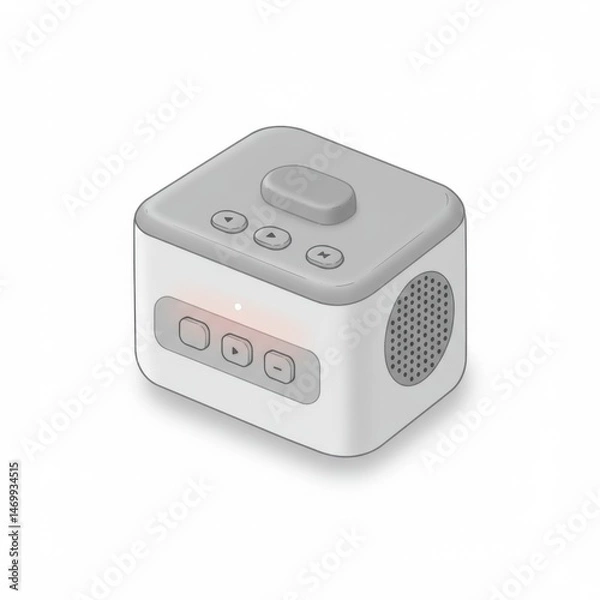 Fototapeta Grey and White Portable Bluetooth Speaker Isometric Illustration