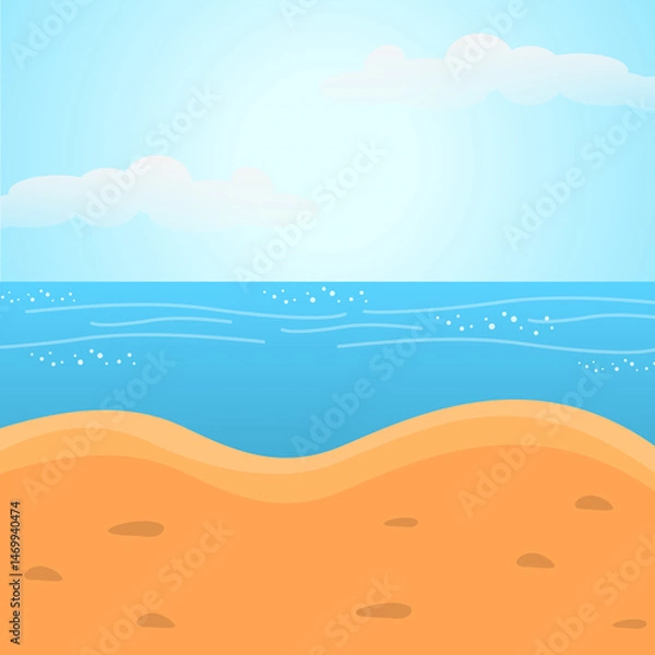 Fototapeta a beautiful view of the sea with a sandy beach 모래사장이 있는 아름다운 바다 풍