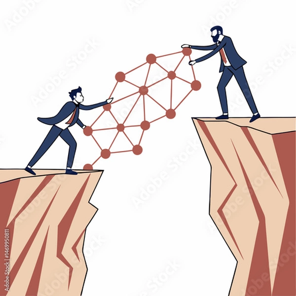 Fototapeta Business collaboration reaching across the divide establishing networks and connections