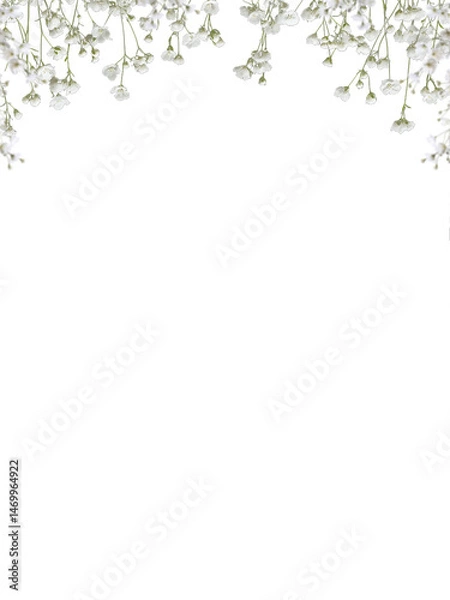 Obraz Pink baby's breath flower png. Gypsophila pink white floral design isolated on transparent background Flower frame png. empty space for text. For wedding invitations, floral branding, memorial cards.