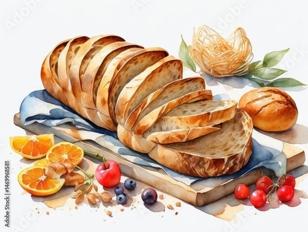 Obraz "Braided Challah Bread for Hanukkah Celebration – AI-Generated Image"