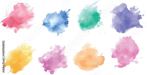 Fototapeta Colorful watercolor brush strokes vector. set of paint splatter illustration.