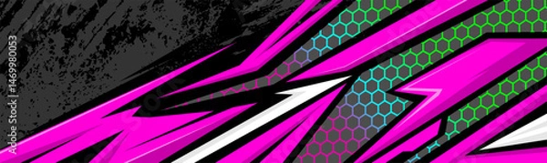 Fototapeta Abstract Car decal design vector. Graphic abstract stripe racing background kit designs for wrap vehicle, race car, rally, adventure and livery