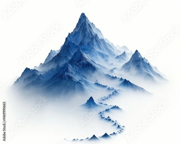 Fototapeta Misty mountain peak with winding path