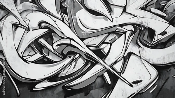 Fototapeta Abstract graffiti art in monochrome dynamic design and urban texture