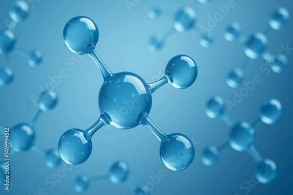 Fototapeta Close up visualization of with molecule or atom, Abstract structure, Science or medical background