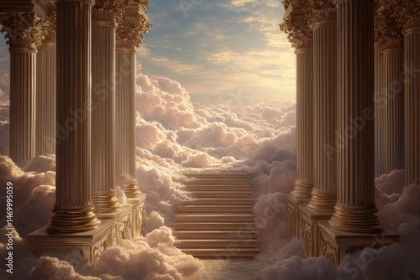 Obraz Stairway to Heaven Among Clouds and Columns