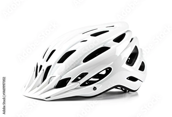 Fototapeta A close up of a bicycle helmet on a white background.
