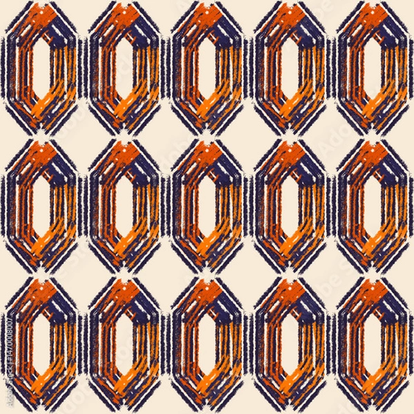 Obraz seamless hand-drawn geometric pattern featuring layered brush textures