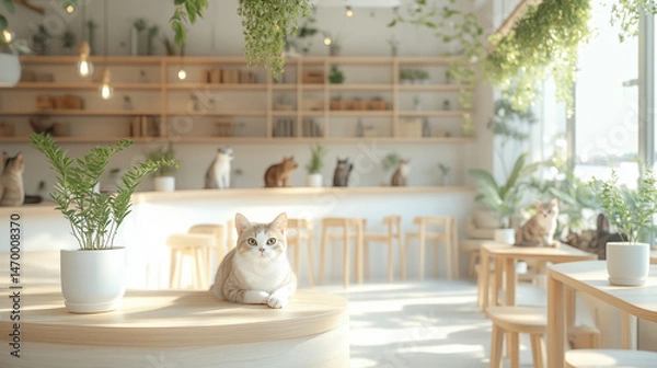 Obraz Cat café love wrapped in warm sunlight