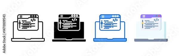 Obraz Web programming icon set bundle. Multi style icon collection perfect for websites, apps, and presentations. Simple vector icon collection