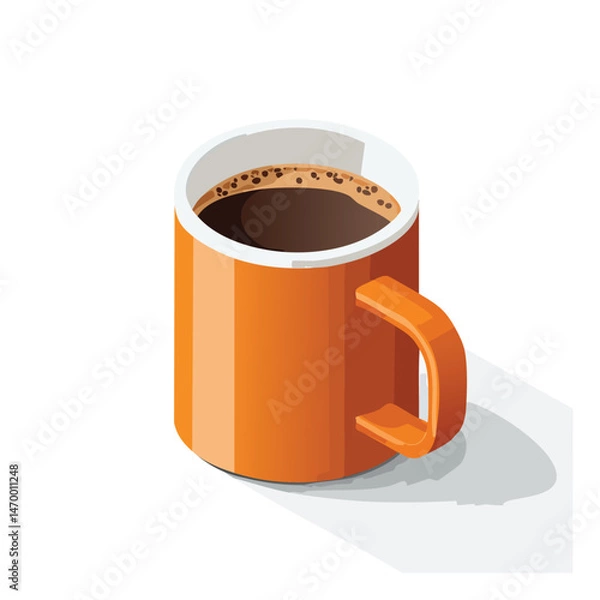 Fototapeta Coffee mug Vector Illustration with Flat Design, Clean Line Art, and Modern Minimalist AestheticArt.
