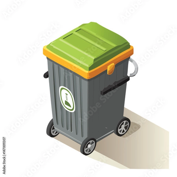 Fototapeta Garbage bin Vector Illustration with Flat Design, Clean Line Art, and Modern Minimalist AestheticArt.