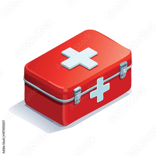 Fototapeta First aid box Vector Illustration with Flat Design, Clean Line Art, and Modern Minimalist AestheticArt.
