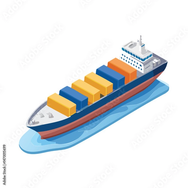 Fototapeta Cargo ship Vector Illustration with Flat Design, Clean Line Art, and Modern Minimalist AestheticArt.