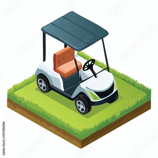 Fototapeta Golf cart Vector Illustration with Flat Design, Clean Line Art, and Modern Minimalist AestheticArt.