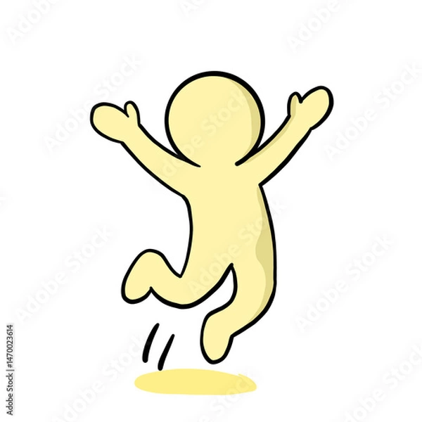 Fototapeta Joyful Cartoon Character Jumping with Enthusiasm Represents Happiness, Freedom, and Playfulness Ideal for Children's Projects or Positive Themes