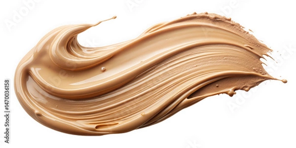Fototapeta A creamy, taupe-colored cosmetic product swirled elegantly against a black background, showcasing its smooth texture and rich pigmentation.