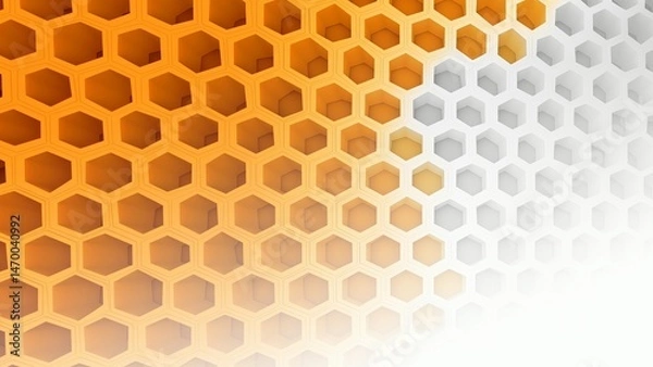 Fototapeta 3d modern honeycomb (hexagonal) depth pattern with gradient fade. For tech, nature, infographic, eco and branding.