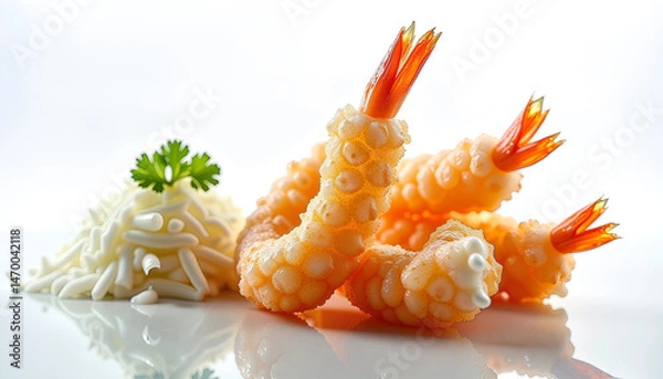 Obraz タイトル：「白エビ天ぷら：日本料理の軽やかさ」