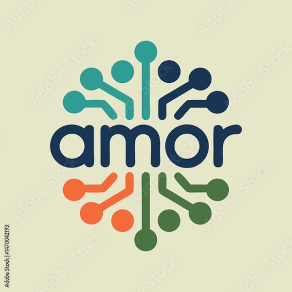 Obraz Abstract Amor Logo Design with Connected Circles