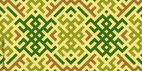 Obraz Ethnic-inspired geometric pattern with angular lines, squares, and diamonds, for textile design, backgrounds or decorative layouts.