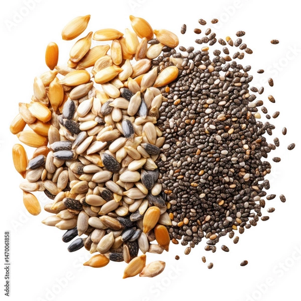 Obraz Pile of mixed seeds isolated on transparent background