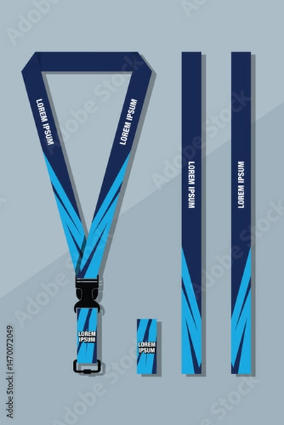 Obraz Lanyard Design Template Set for All Company In blue Color combinations EPS 10