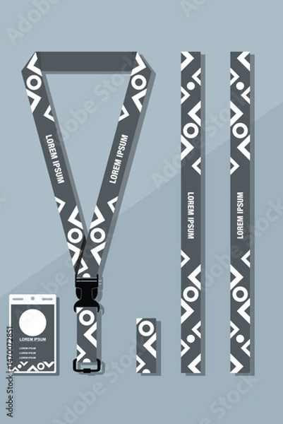 Obraz Lanyard Design Template Set for All Company In gray Color combinations EPS 10