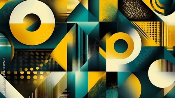 Fototapeta Abstract Geometric Teal Yellow Design. (1)