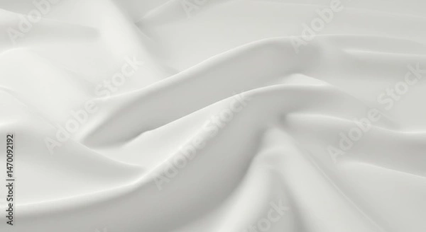 Fototapeta Smooth White Fabric Drape - Close-up of soft, flowing white fabric with gentle folds and wrinkles. Luxurious texture