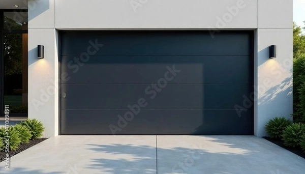 Fototapeta Modern automatic garage door opening, showcasing sleek design and clean lines , home improvement, panel, security