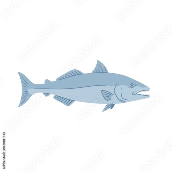 Obraz Blue Fish Illustration on White Background