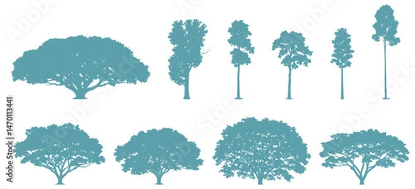 Obraz 様々な木々のシルエットベクター素材