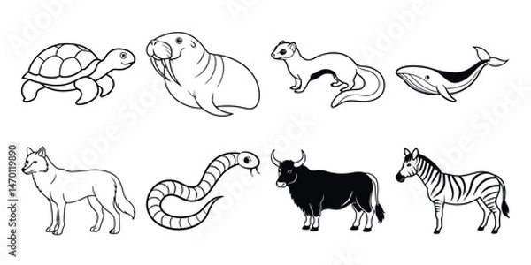 Obraz set of animals vector
