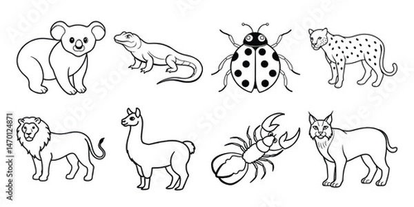 Fototapeta set of animals vector