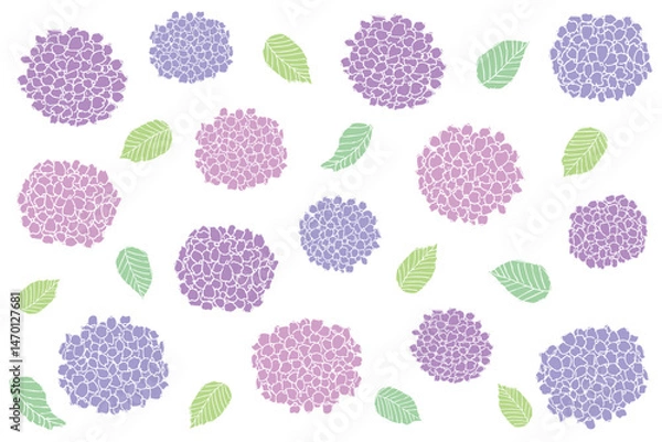 Fototapeta 手書き風のアジサイ模様