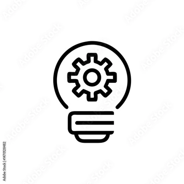 Fototapeta knowledge base icon, Lightbulb with Gear Symbolizing Innovation  