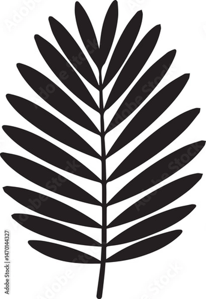 Obraz Dried Palm Leaf Silhouette Vector – Elegant Black Botanical Illustration