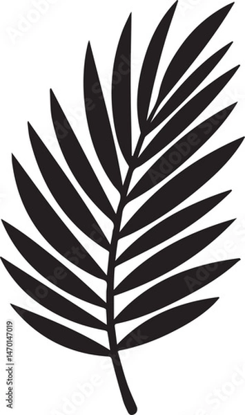 Obraz Dried Palm Leaf Silhouette Vector – Elegant Black Botanical Illustration