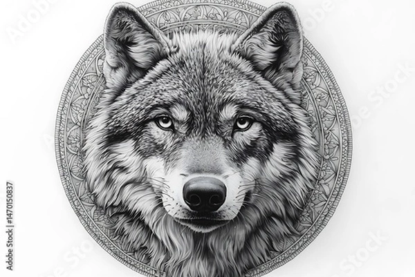 Fototapeta Realistic wolf head art composition high resolution images