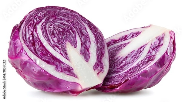 Obraz Vibrant Red Cabbage Halves with Fresh  Juicy.