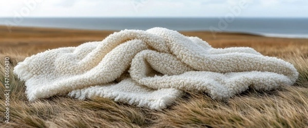 Obraz Soft, Creamy White Blanket on Grassy Field