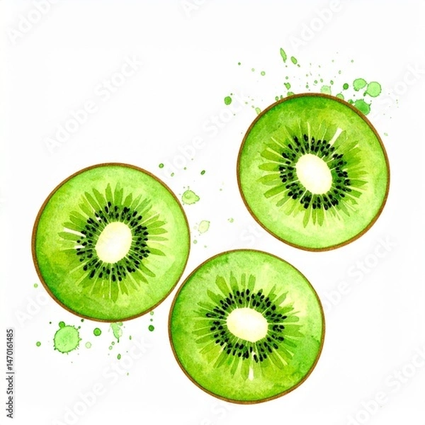 Fototapeta abstract watercolour kiwi illustration on a white background