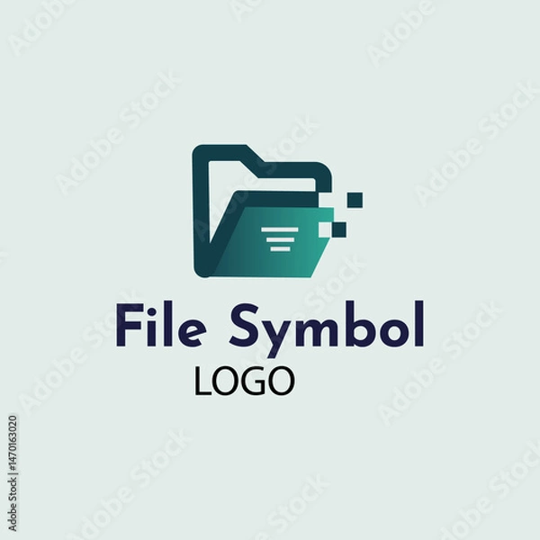 Fototapeta A sleek minimalist folder logo with pixel elements, ideal for software, IT companies, or digital cloud solutions,