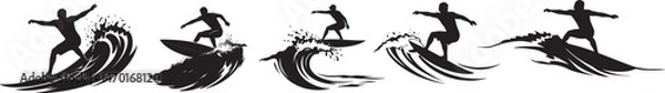 Obraz Surfing Silhouette Variations