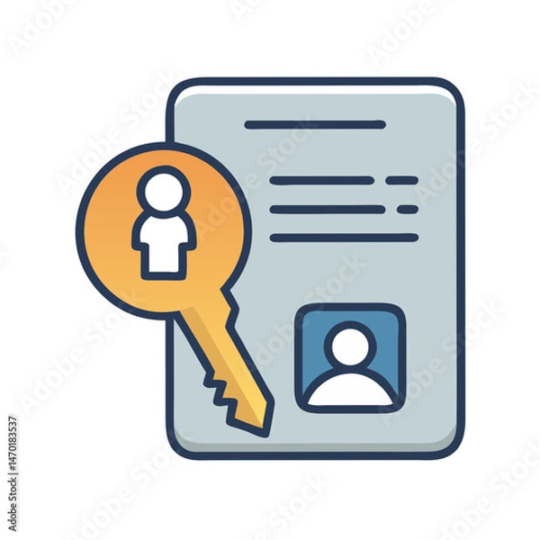 Fototapeta Key Icon Representing Access or Security Credential – Vector Lock and Authentication Symbol